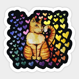 Rainbow Orange Cat Sticker